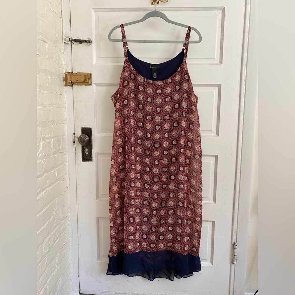 Lane Bryant Red and Blue Patterned Sleeveless Flowy Dress Size 22/24